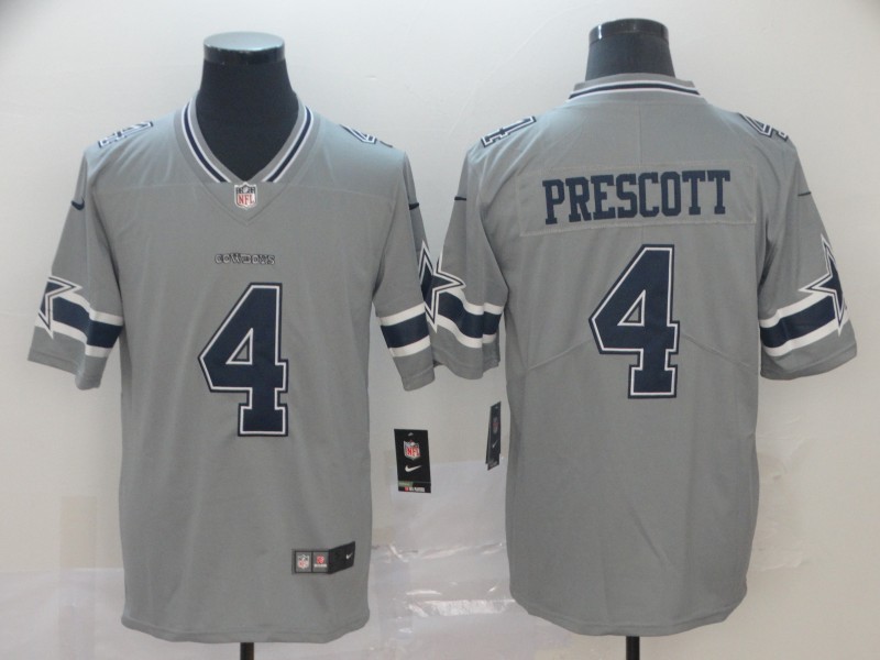 Men Dallas Cowboys #4 Prescott Nike grey Limited NFL Jersey